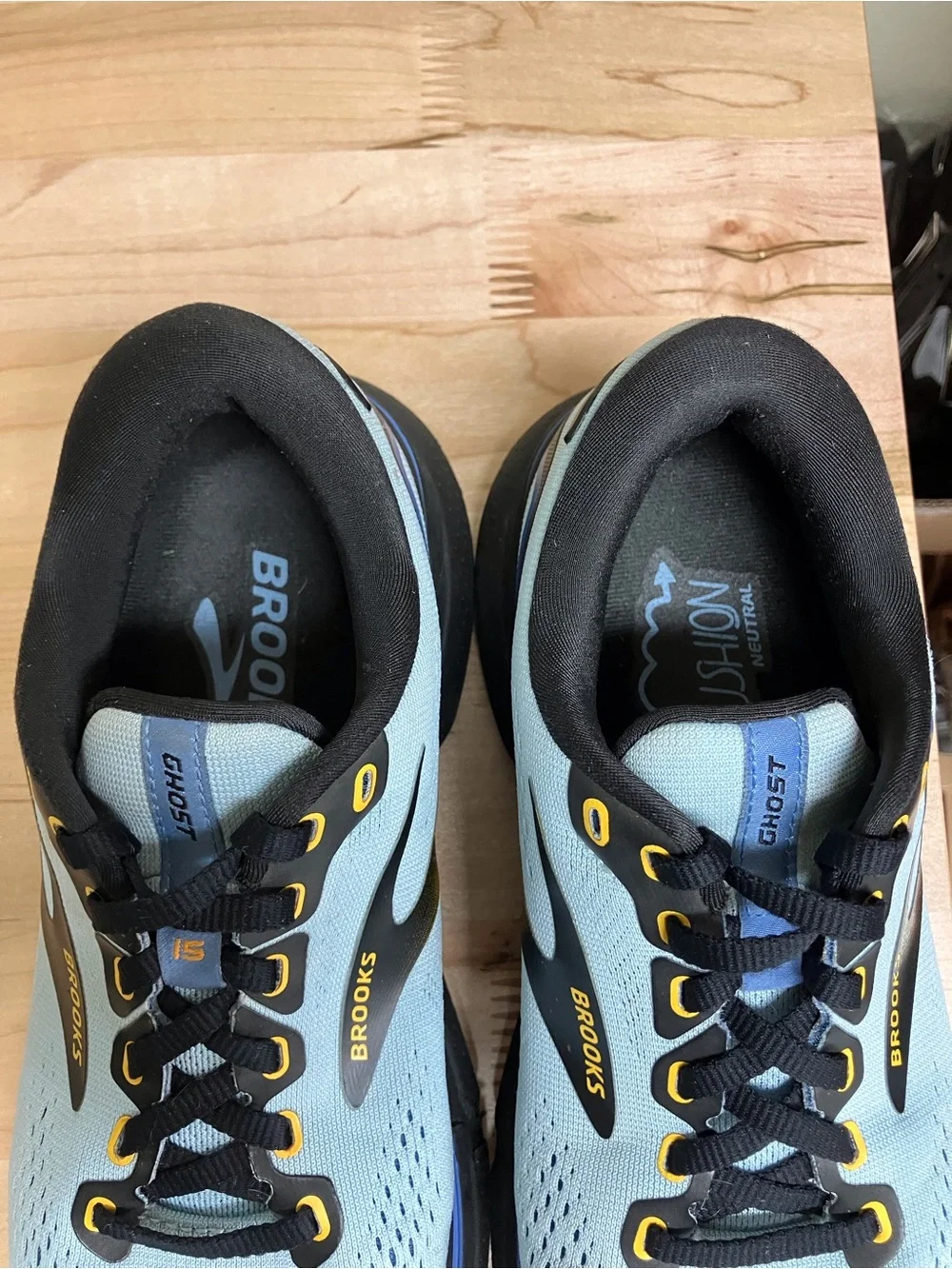 Brooks Ghost Light Blue and Black Running Sneakers